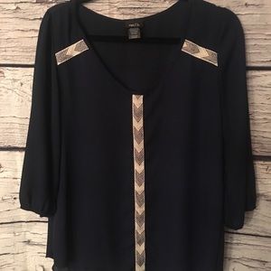 Rue 21 Navy Blue, Flowy Blouse. Large